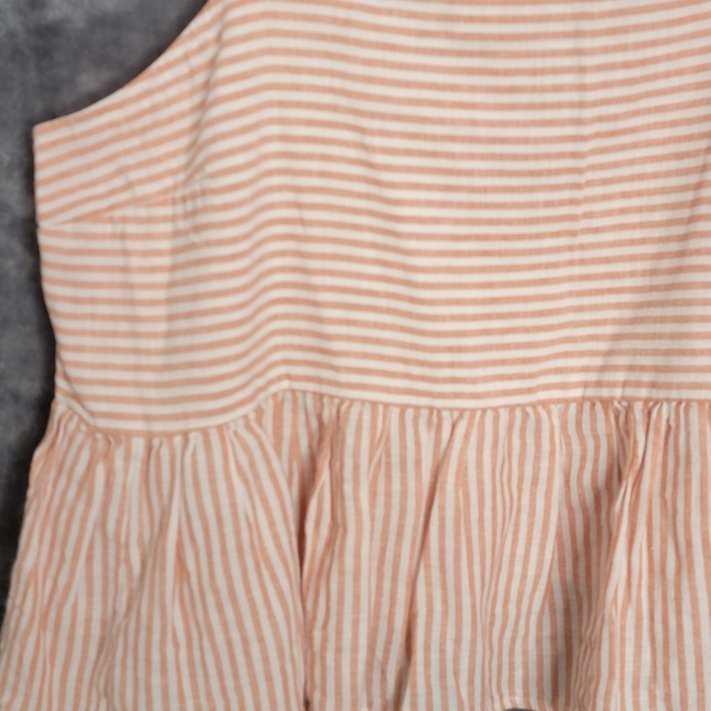 American Eagle Peplum Tank Womens XXL Peach Striped Cotton Linen Blend - Picture 8 of 12